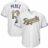 Youth Kansas City Royals #13 Salvador Perez White World Series Champions Gold Program Cool Base Player Jersey,baseball caps,new era cap wholesale,wholesale hats